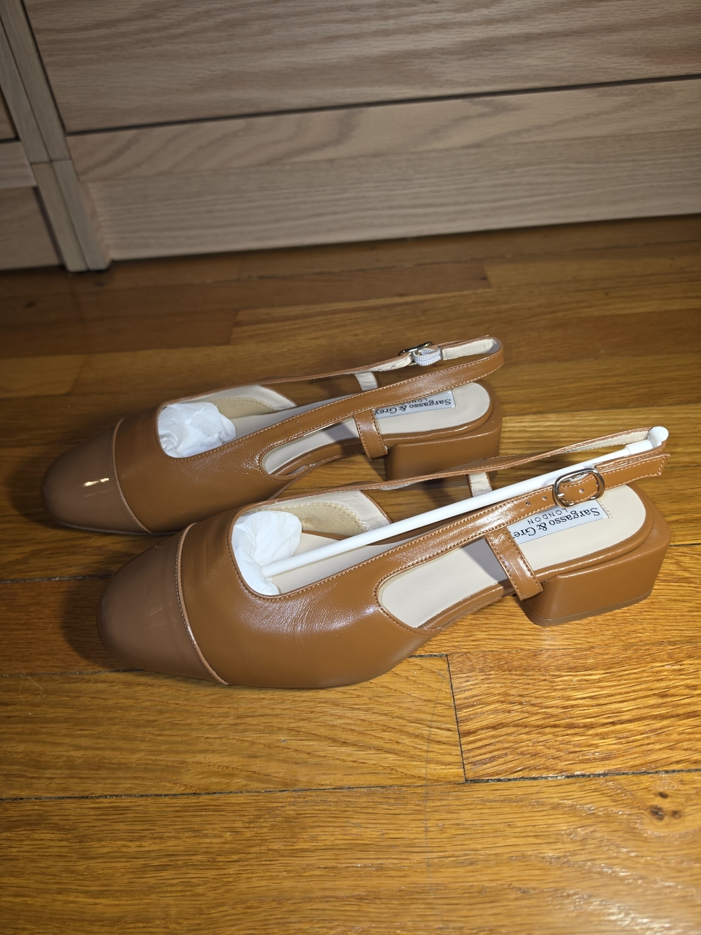 Sargasso & Grey Fern Tan Leather Slingbacks 39.5 - Picture 3 of 8